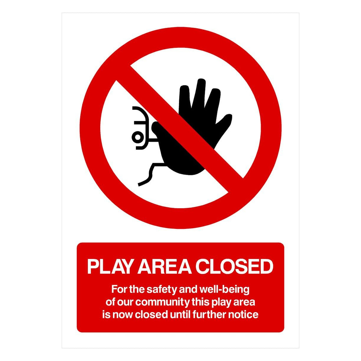 Play Area Closed Sign Portrait Version