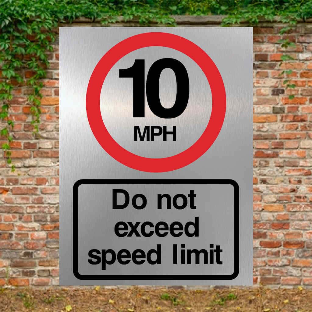 10mph Speed Limit Sign in Brushed Silver - The Sign Shed