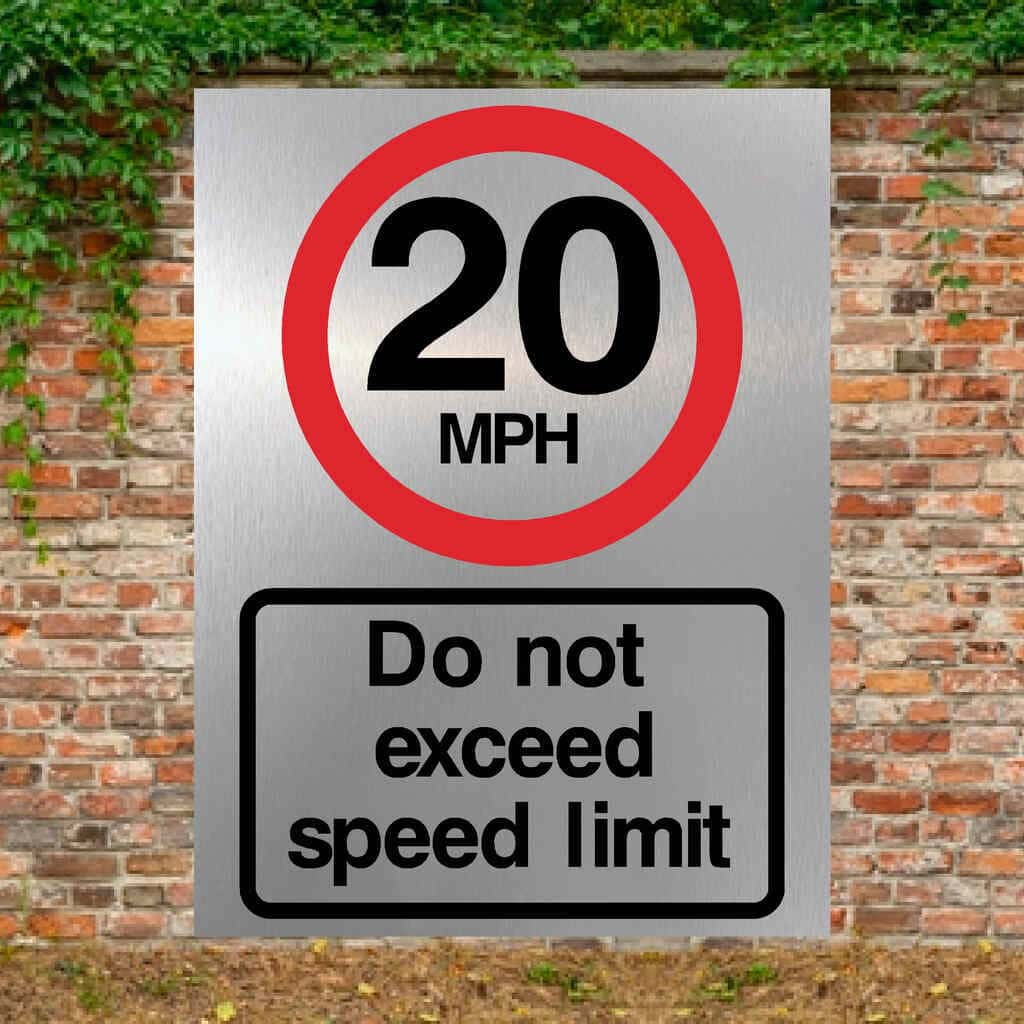 20mph Speed Limit Sign in Brushed Silver - The Sign Shed