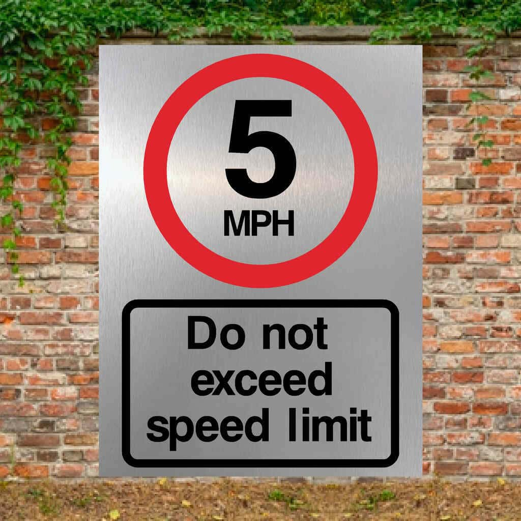 5 mph Speed Limit Sign in Brushed Silver - The Sign Shed