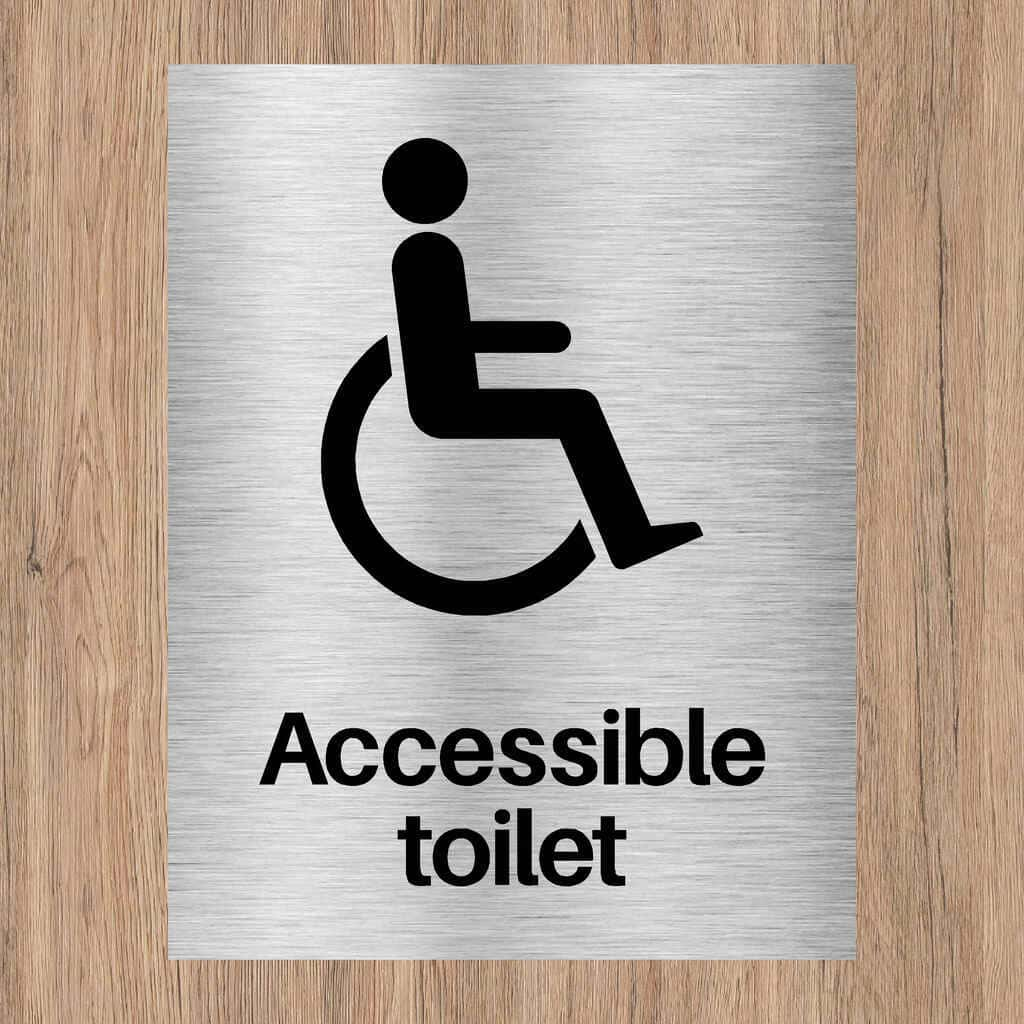 Accessible Toilet Sign Brushed Aluminium - The Sign Shed