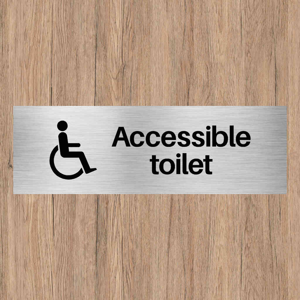 Accessible Toilet Sign Brushed Silver - The Sign Shed