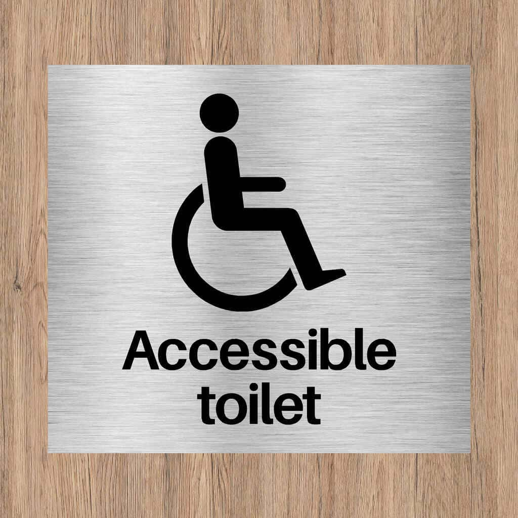 Accessible Toilet Sign Brushed Silver Square - The Sign Shed