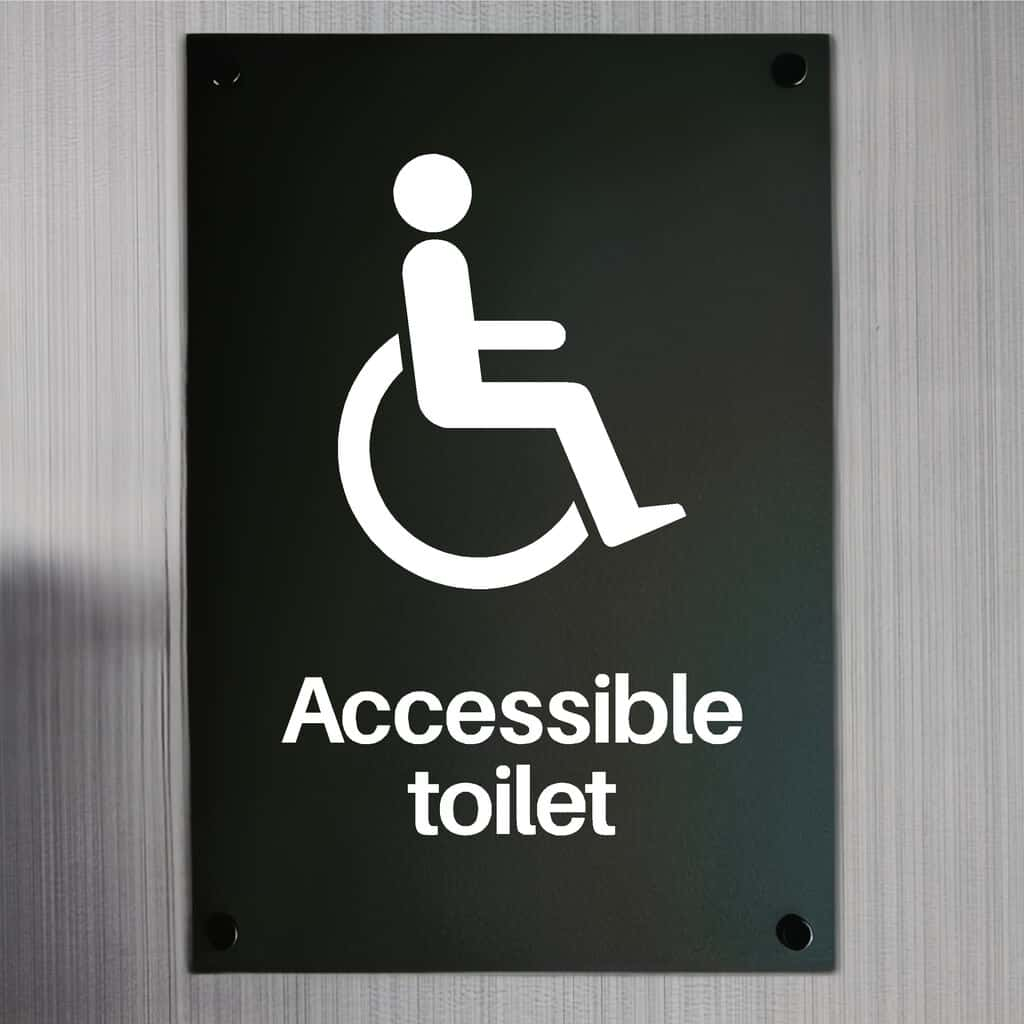 Accessible Toilet Sign Midnight Black Portrait - The Sign Shed