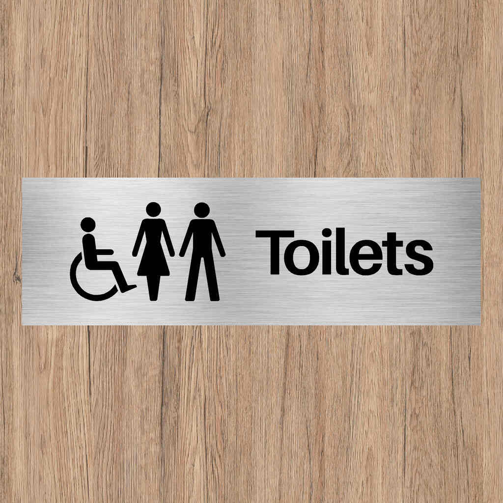 Accessible & Unisex Toilets Sign Brushed Silver - The Sign Shed