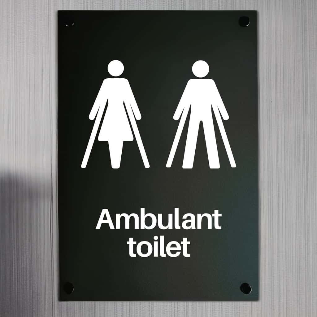 Ambulant Toilet Sign Midnight Black Portrait - The Sign Shed