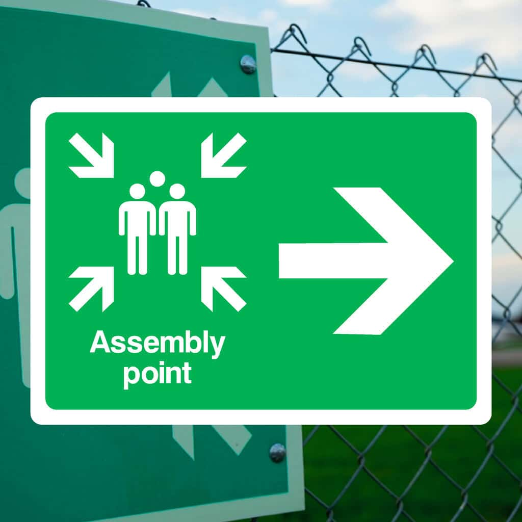 Assembly Point Arrow Right Sign - The Sign Shed