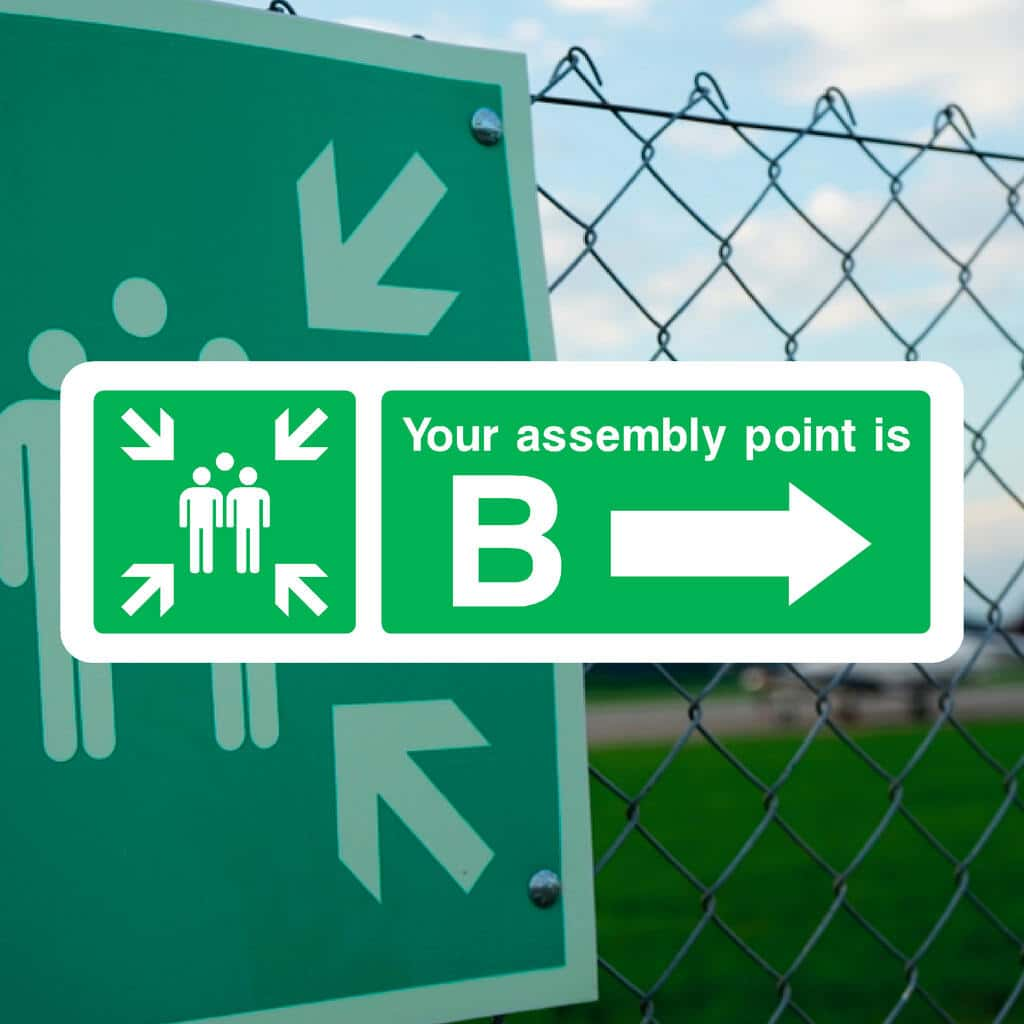 Assembly Point B Sign With Right Arrow - The Sign Shed