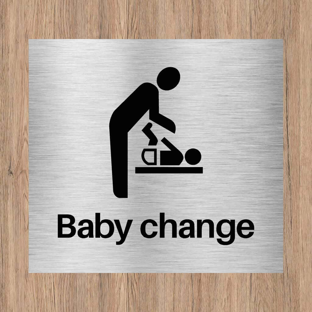 Baby Change Sign Brushed Silver - The Sign Shed