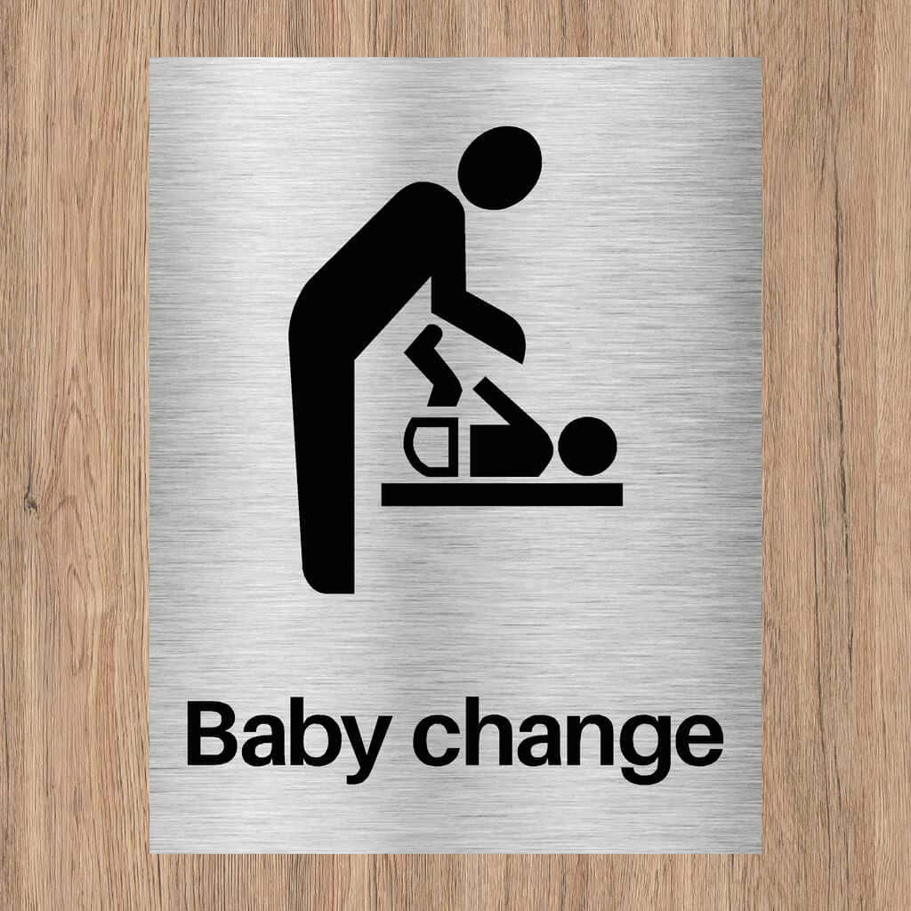 Baby Change Sign Brushed Silver - The Sign Shed