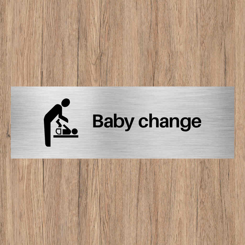 Baby Change Sign in Brushed Silver - The Sign Shed