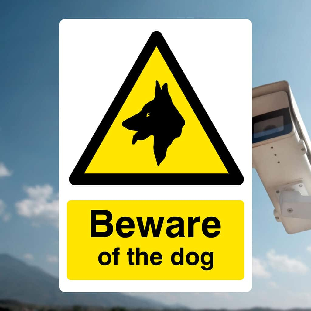 Beware Of The Dog Sign Portrait - The Sign Shed