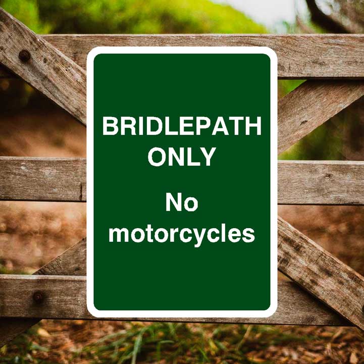 Bridlepath Only No Motorcycles Portrait Sign - The Sign Shed