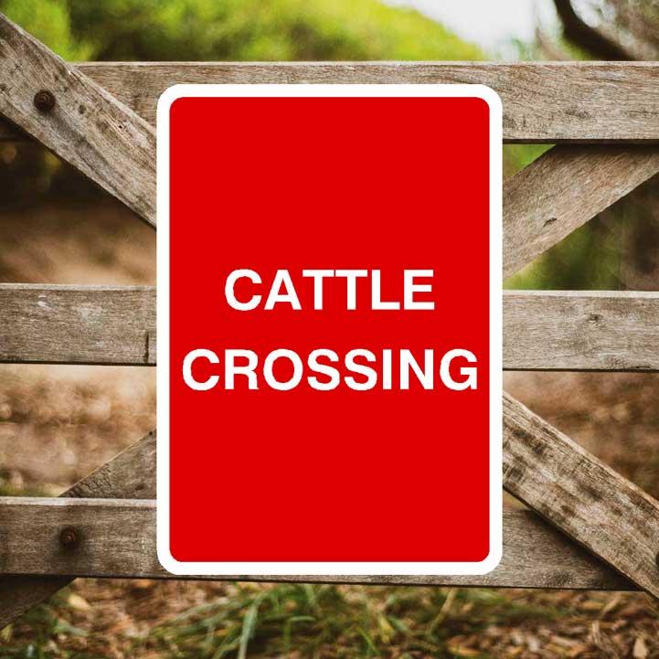 Cattle Crossing Sign Portrait - The Sign Shed