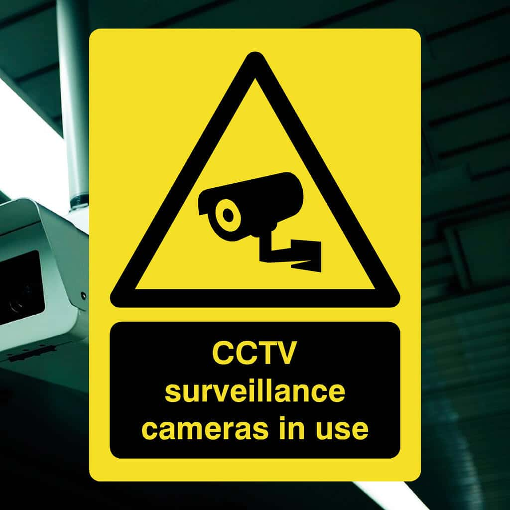 CCTV Surveillance Cameras In Use Yellow Sign - The Sign Shed