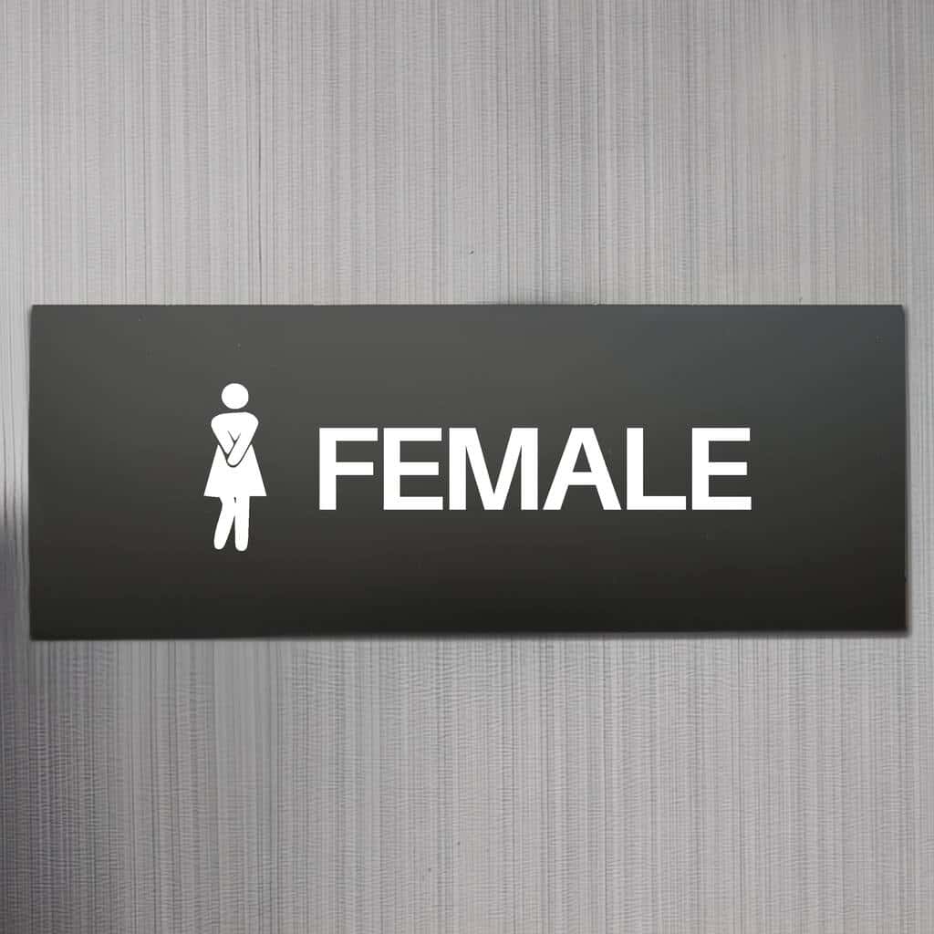 Comic Female Toilet Sign Midnight Black Landscape - The Sign Shed