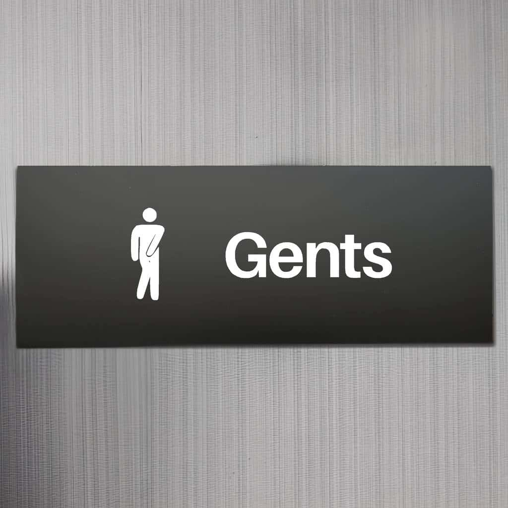 Comic Gents Toilet Door Sign Midnight Black Landscape - The Sign Shed