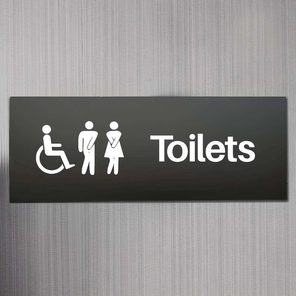 Comic Toilets Unisex Disabled Sign Midnight Black Landscape - The Sign Shed