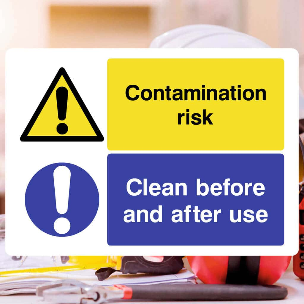 Contamination Risk Clean Before And After Use Sign - The Sign Shed