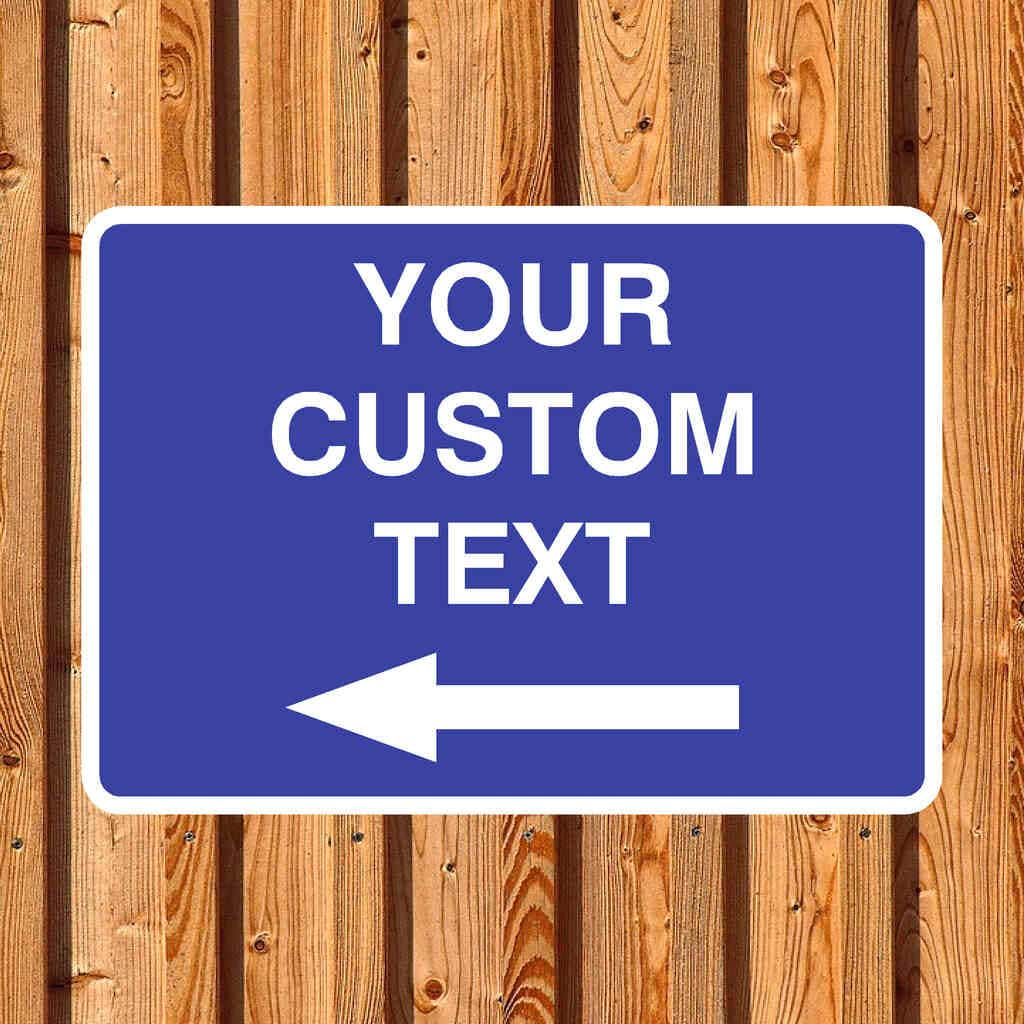 Custom Blue Parking Sign Left Arrow - The Sign Shed