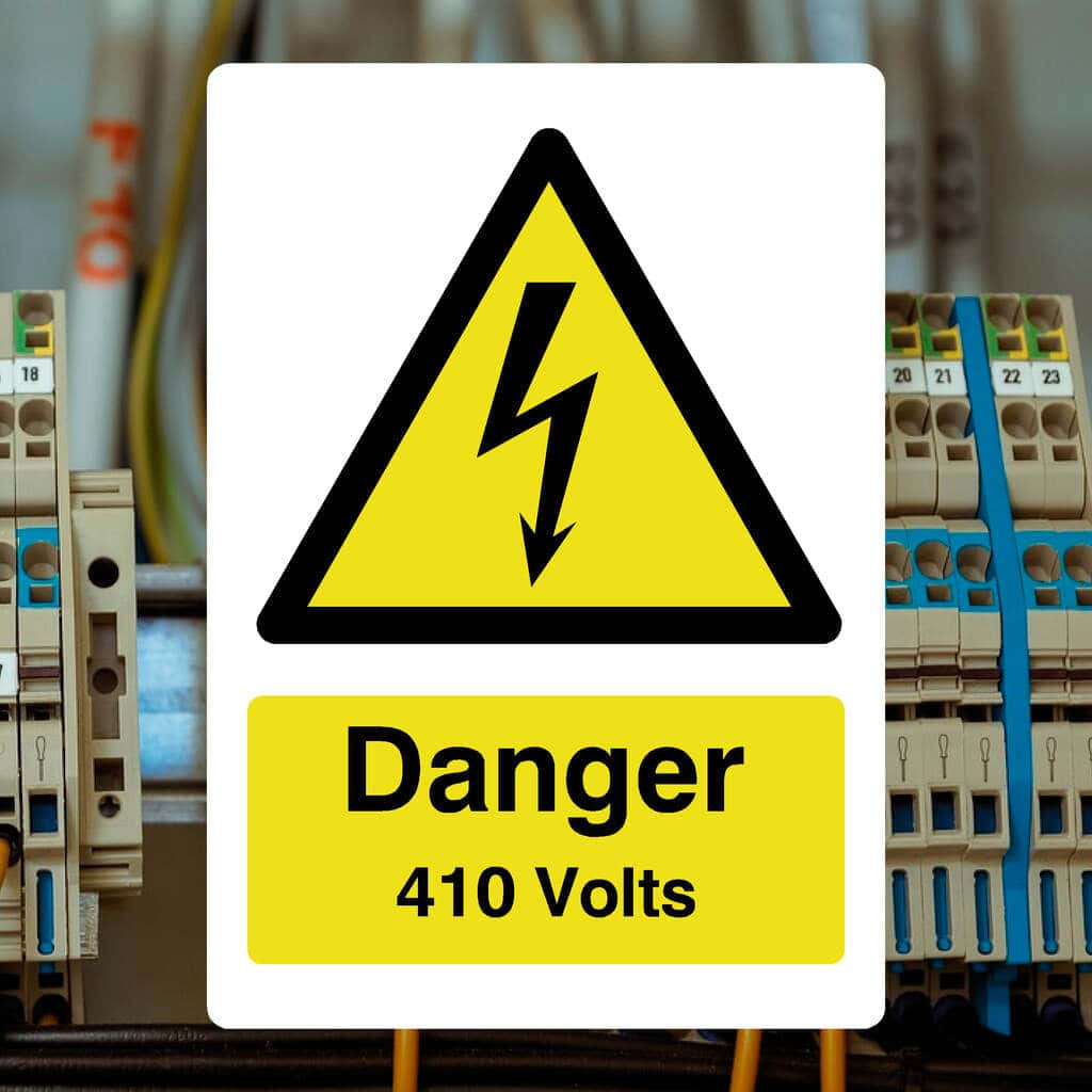 Danger 410 Volts Warning Sign - The Sign Shed