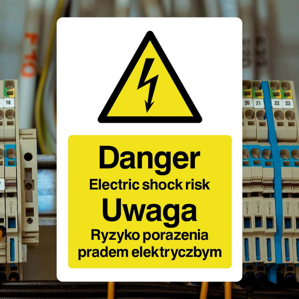 Danger Electric Shock Risk Sign (Polish) - The Sign Shed