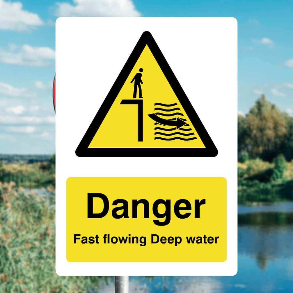 Danger Fast Flowing Deep Water Sign - The Sign Shed