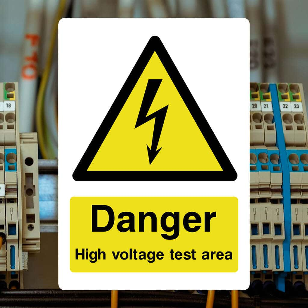 Danger High Voltage Test Area Sign - The Sign Shed