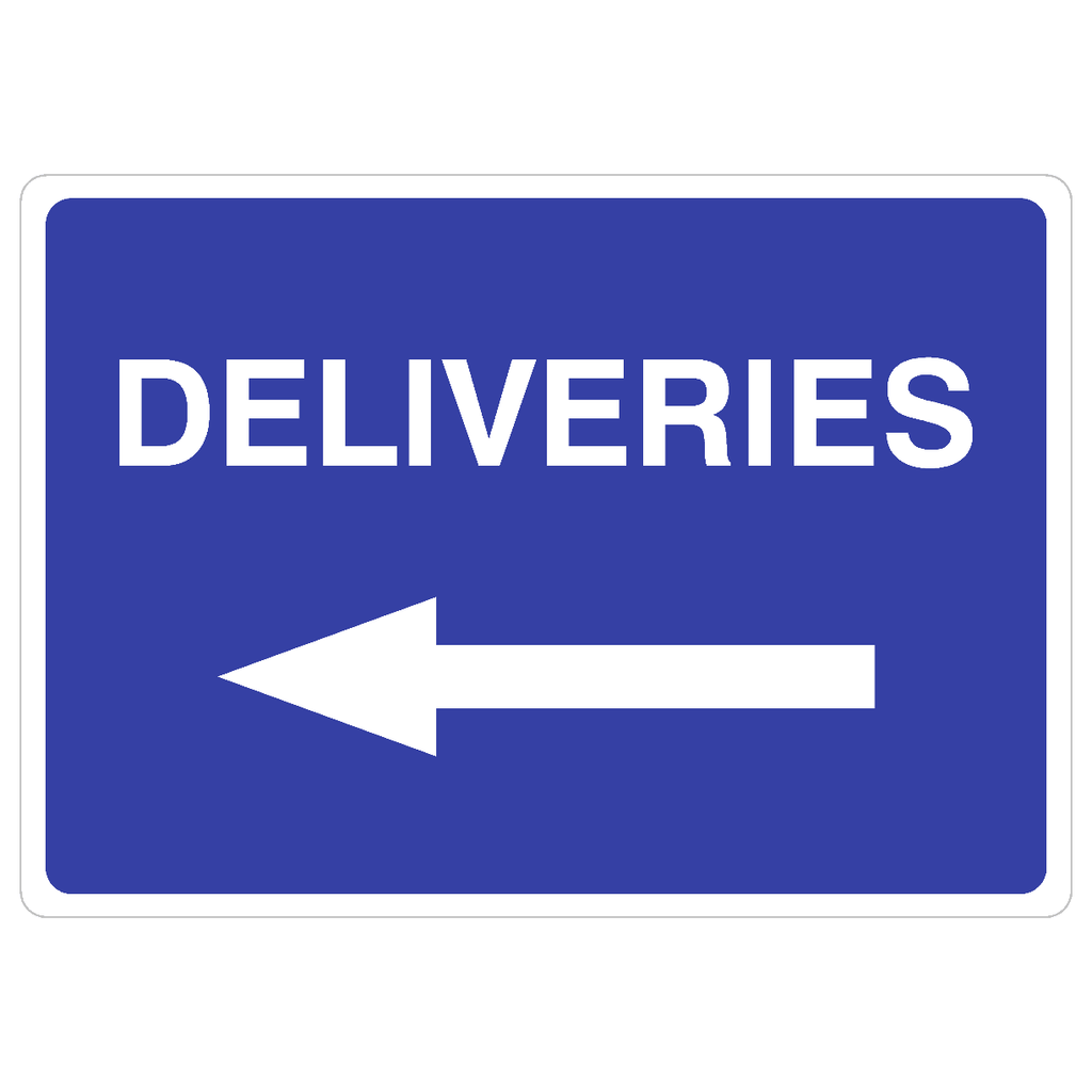 Deliveries Left Arrow Sign Blue - The Sign Shed