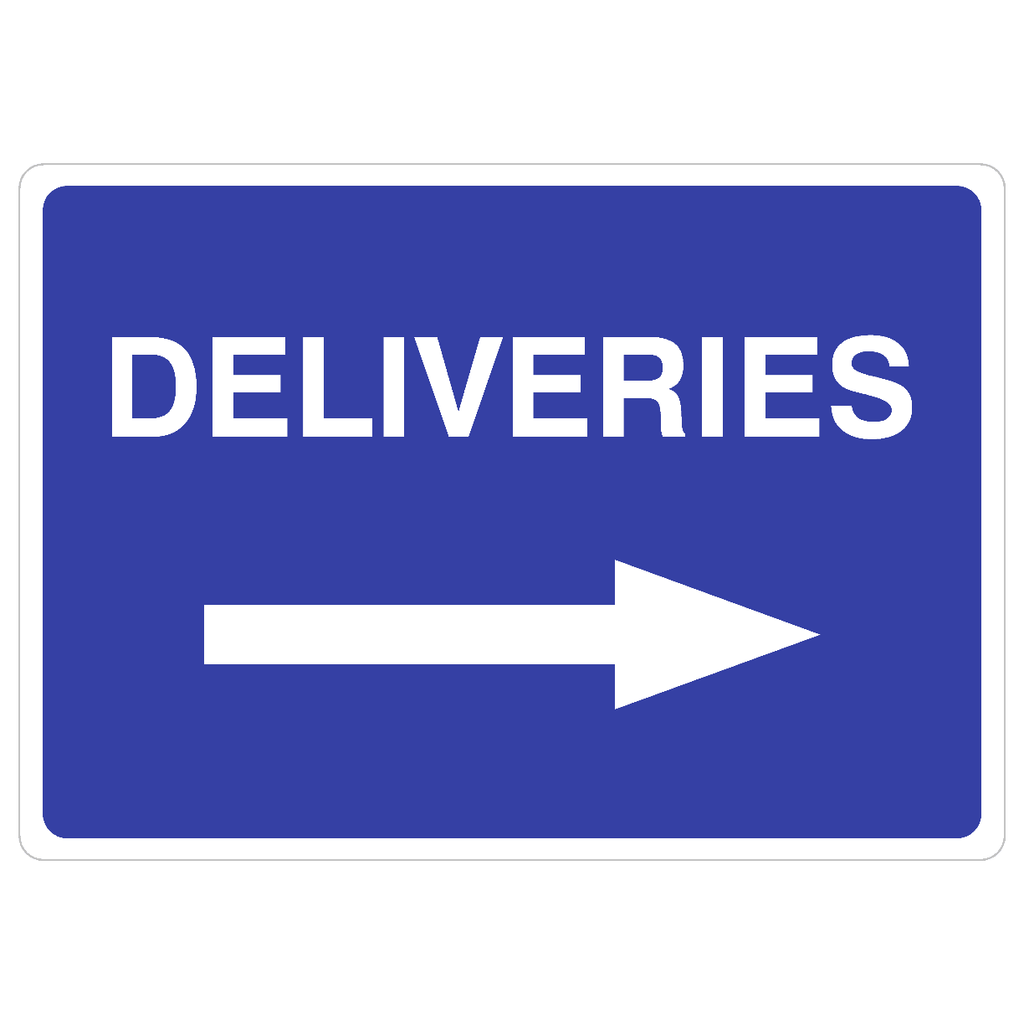 Deliveries RIGHT Arrow Sign Blue - The Sign Shed