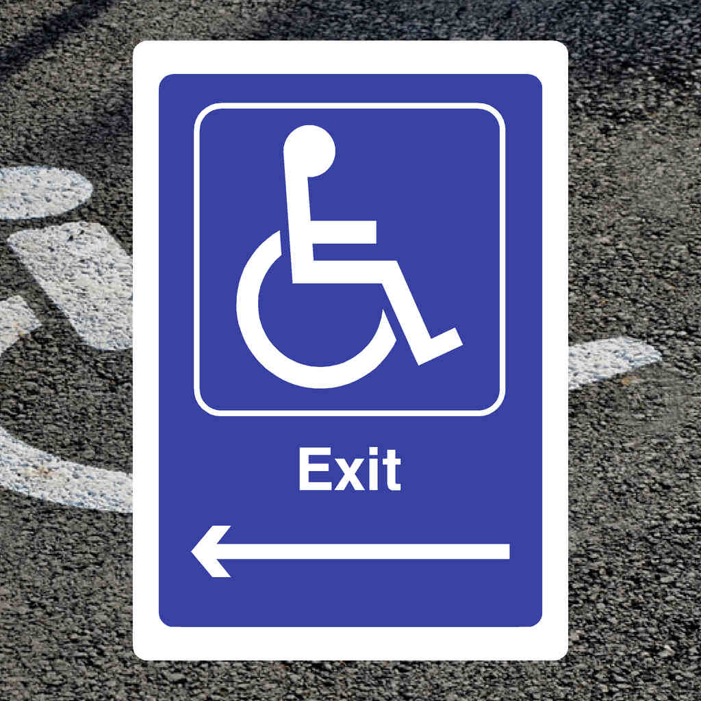 Disabled Exit With Left Arrow Sign - The Sign Shed