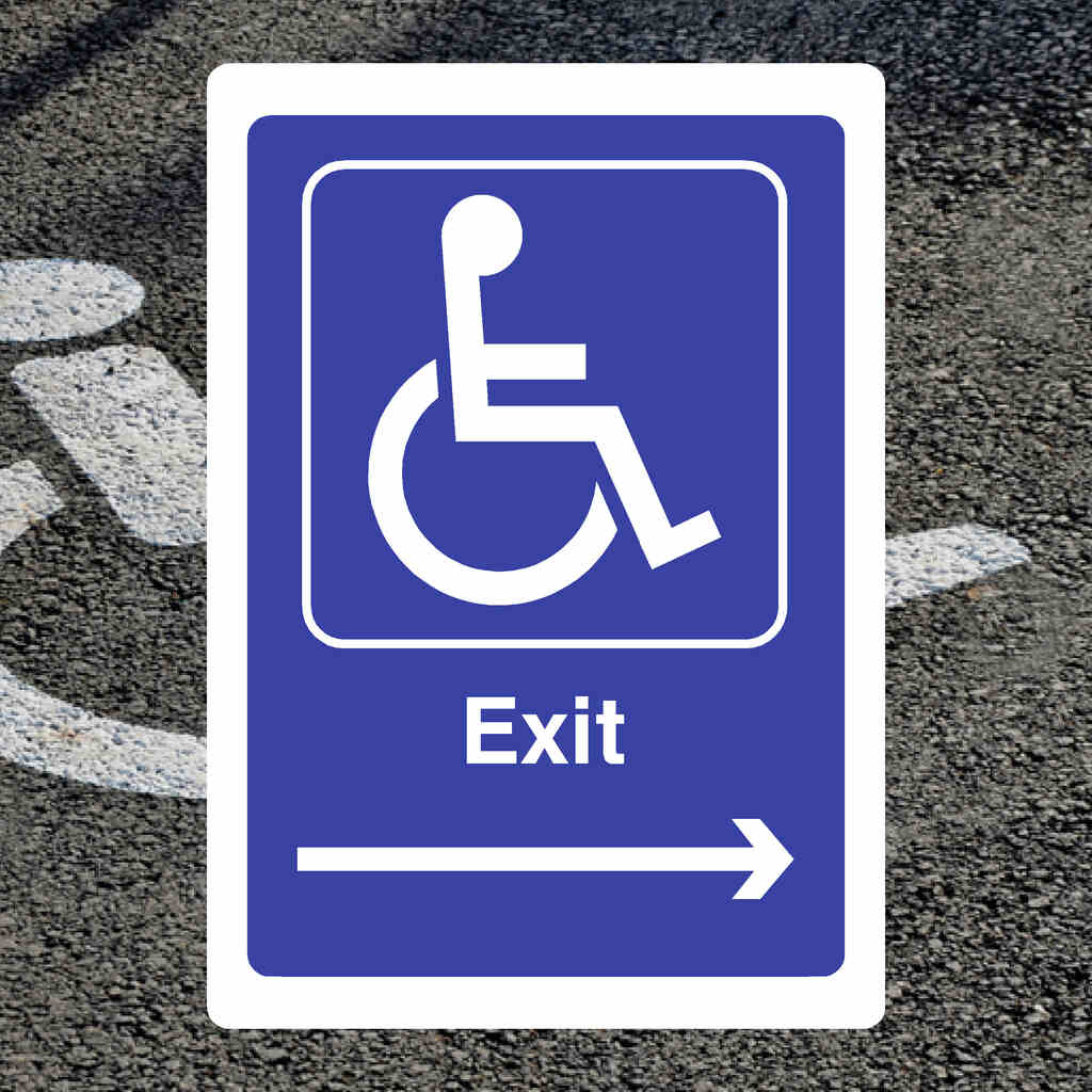 Disabled Exit With Right Arrow Sign - The Sign Shed