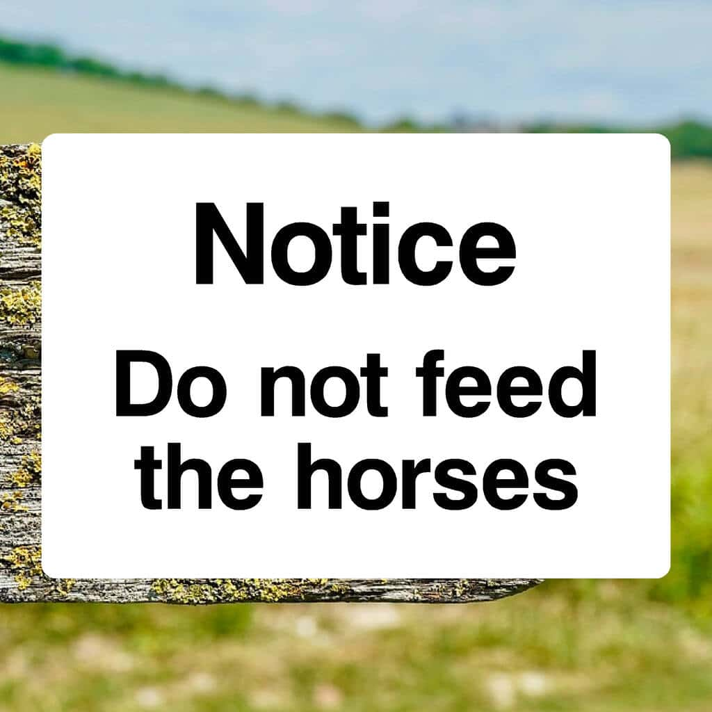 Do Not Feed The Horses Sign - The Sign Shed