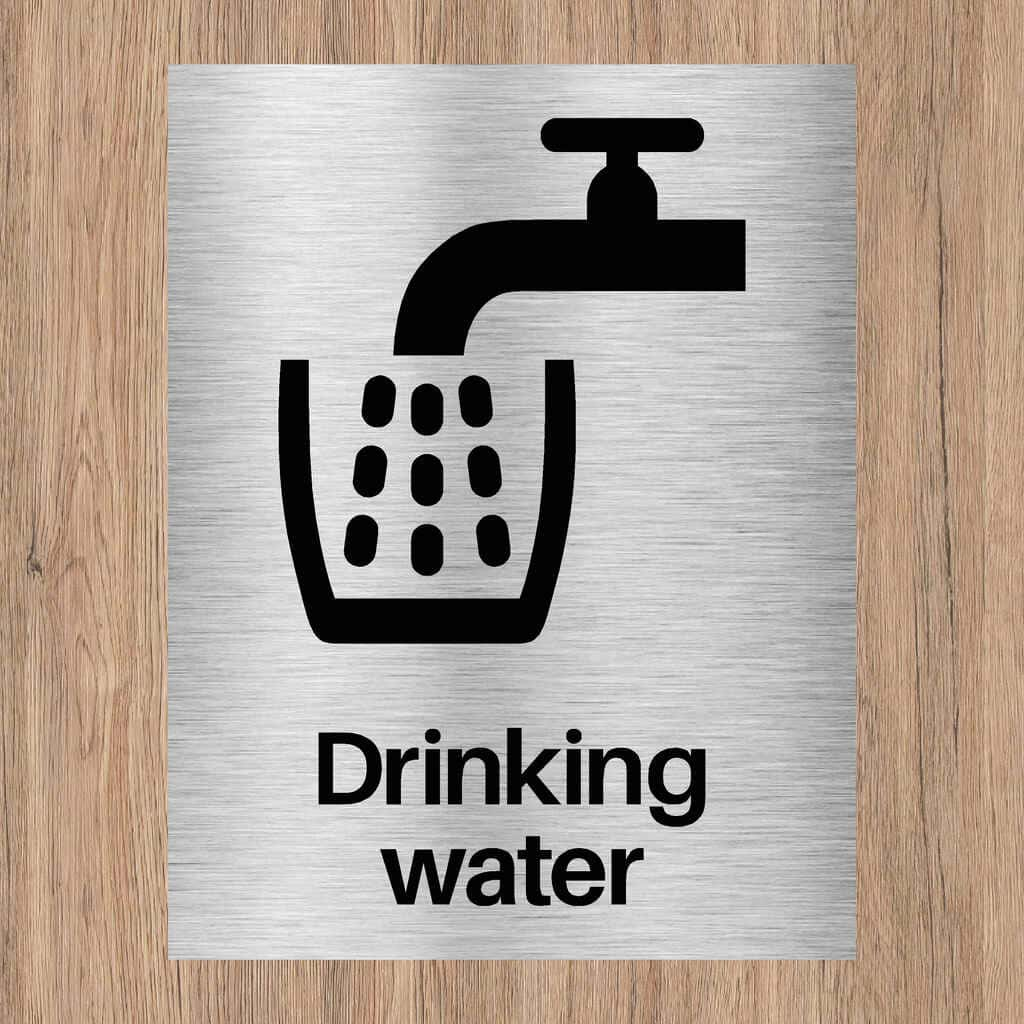 Drinking Water Sign Brushed Silver - The Sign Shed