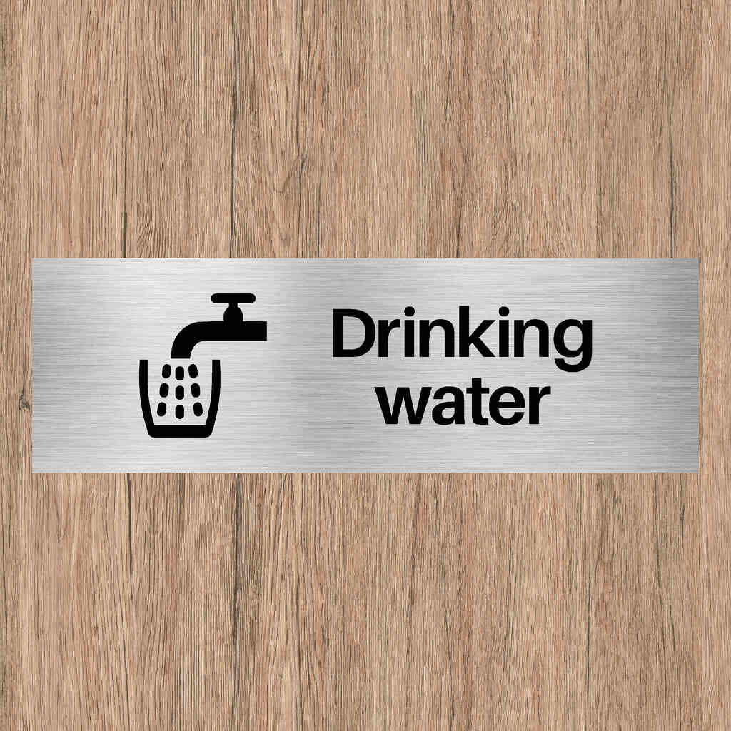 Drinking Water Sign in Brushed Silver - The Sign Shed