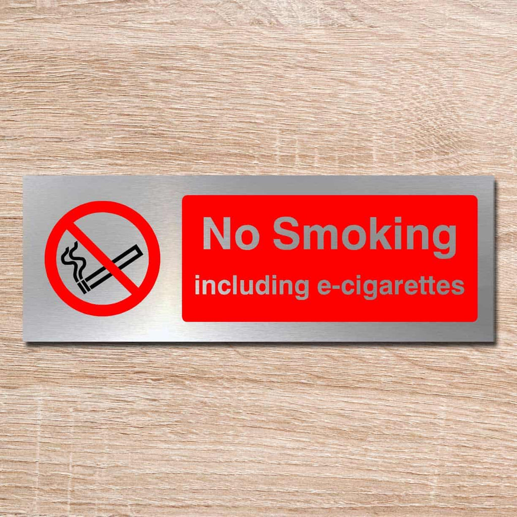 E - Cigarettes Permitted Brushed Silver Sign Landscape - The Sign Shed