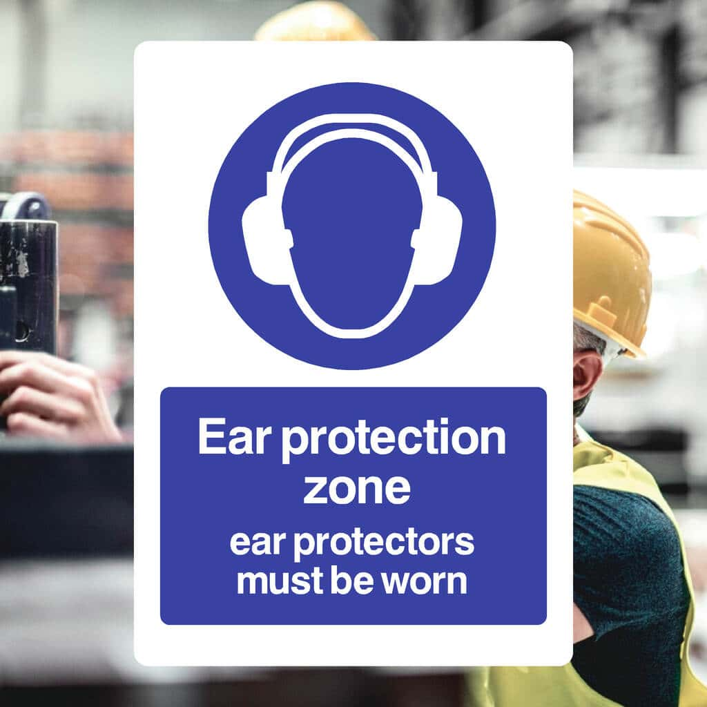 Ear Protection Zone Ear Protectors Must Be Worn Sign - The Sign Shed