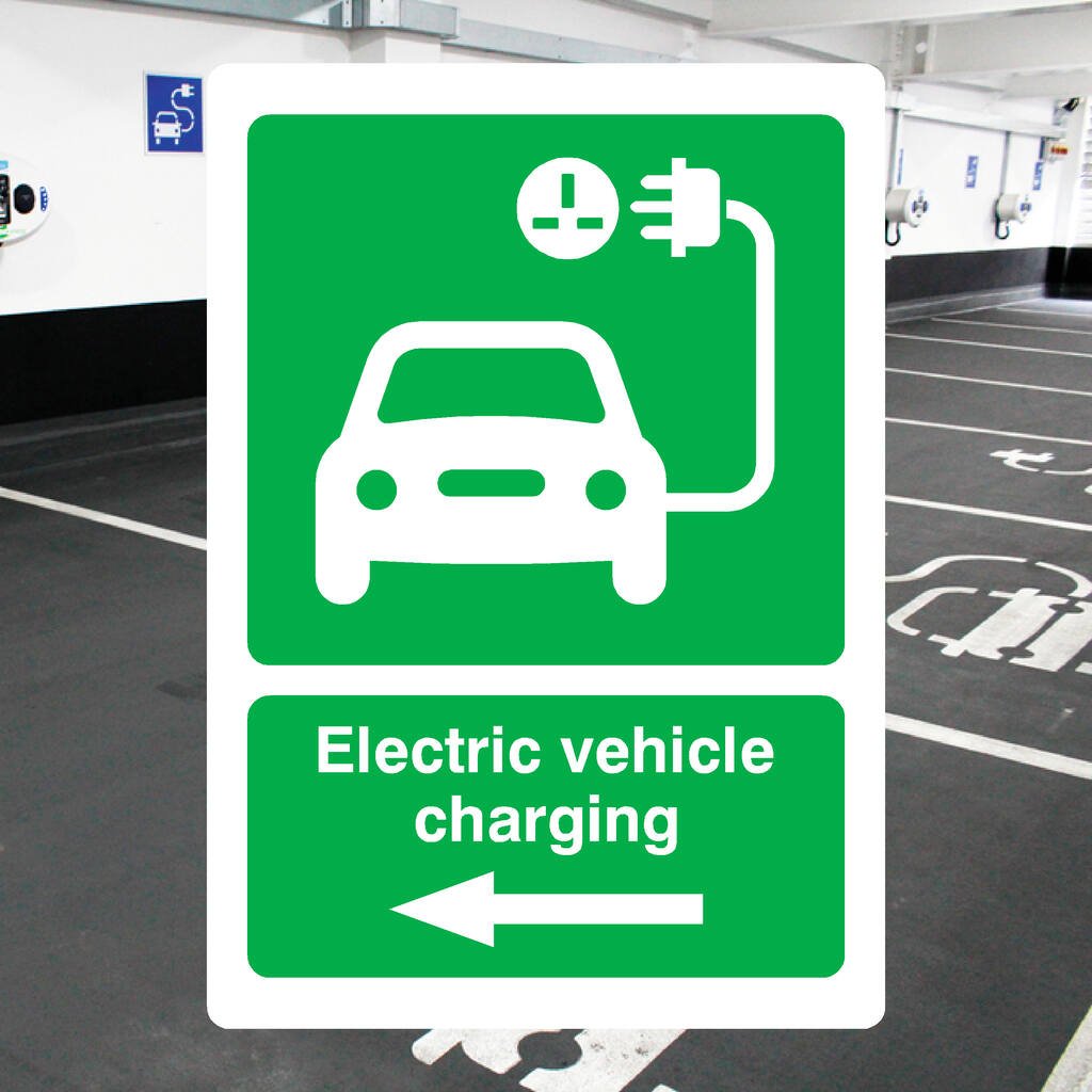 Electric Vehicle EV Charging Left Sign - The Sign Shed