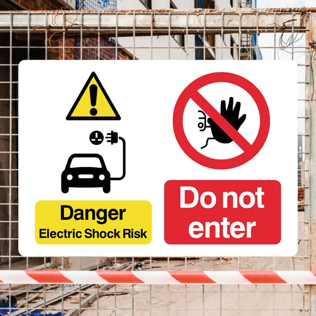 Electric Vehicle EV Shock Do Not Enter Sign - The Sign Shed