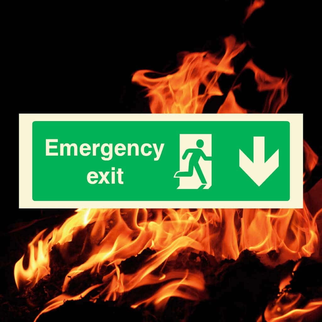 Emergency Exit Sign Down Arrow - The Sign Shed