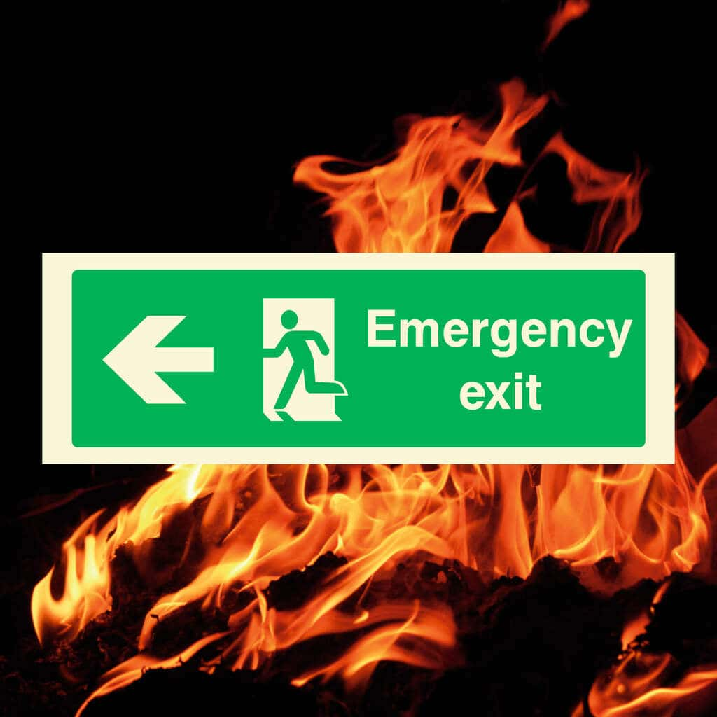 Emergency Exit Sign Left Arrow - The Sign Shed