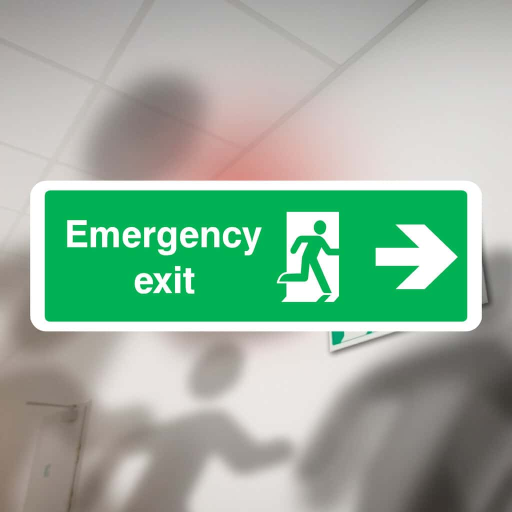 Emergency Exit Sign Right Arrow - The Sign Shed