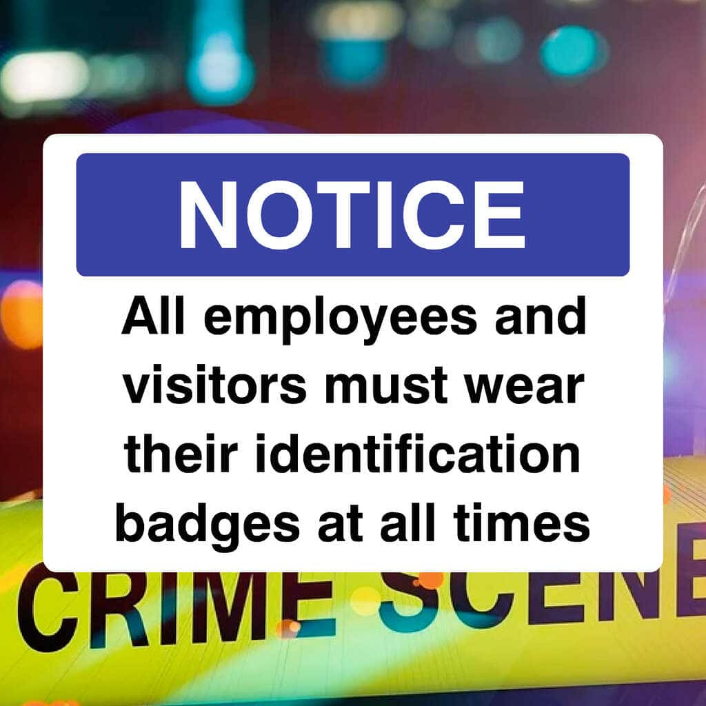 Employees And Visitors Must Wear ID Badges Sign - The Sign Shed