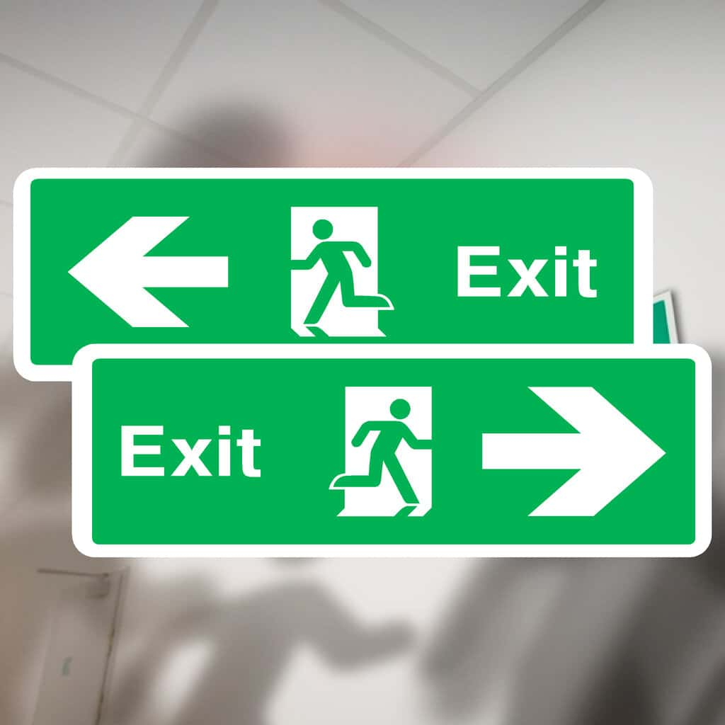 Exit Double Sided Fire Exit Sign Left And Right Arrow - The Sign Shed