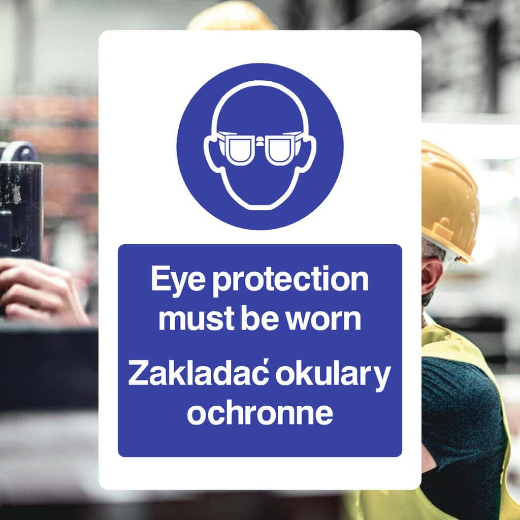 Eye Protection Must Be Worn Sign (Polish) - The Sign Shed