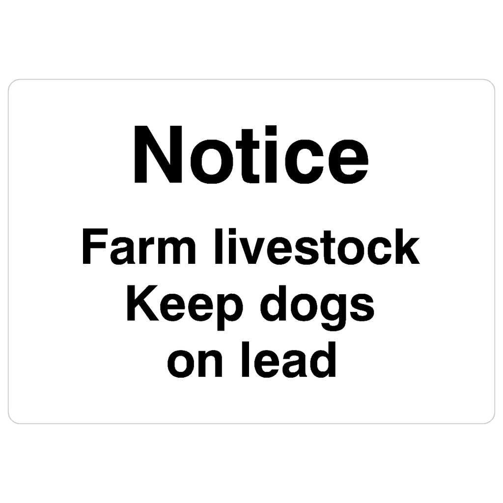 Farm Livestock Keep Dogs On Lead Sign - The Sign Shed