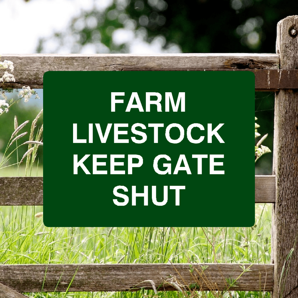 Farm Livestock Keep Gate Shut Sign Green