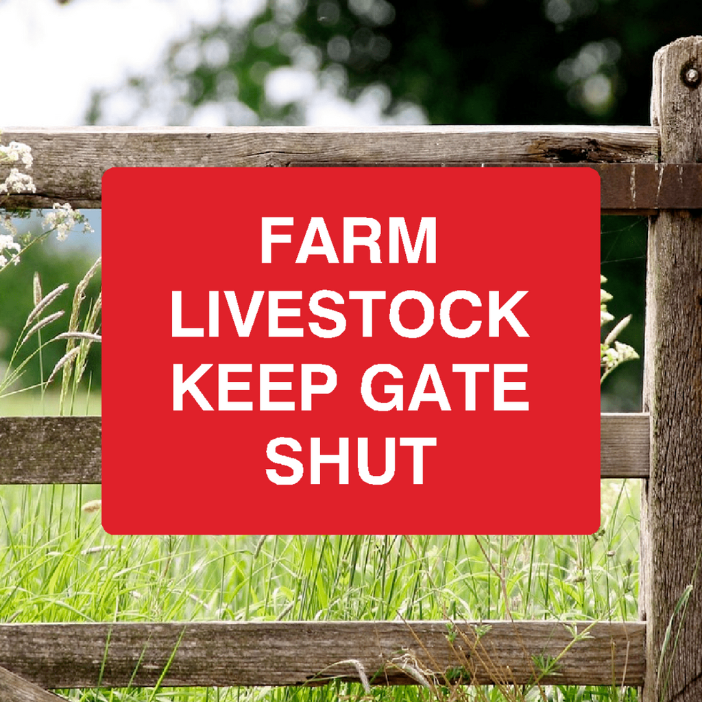 Farm Livestock Keep Gate Shut Sign Red