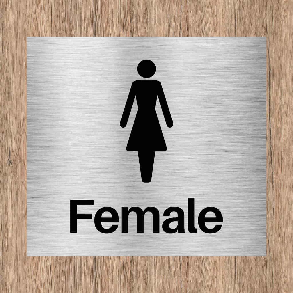 Female Toilet Sign Brushed Silver - The Sign Shed