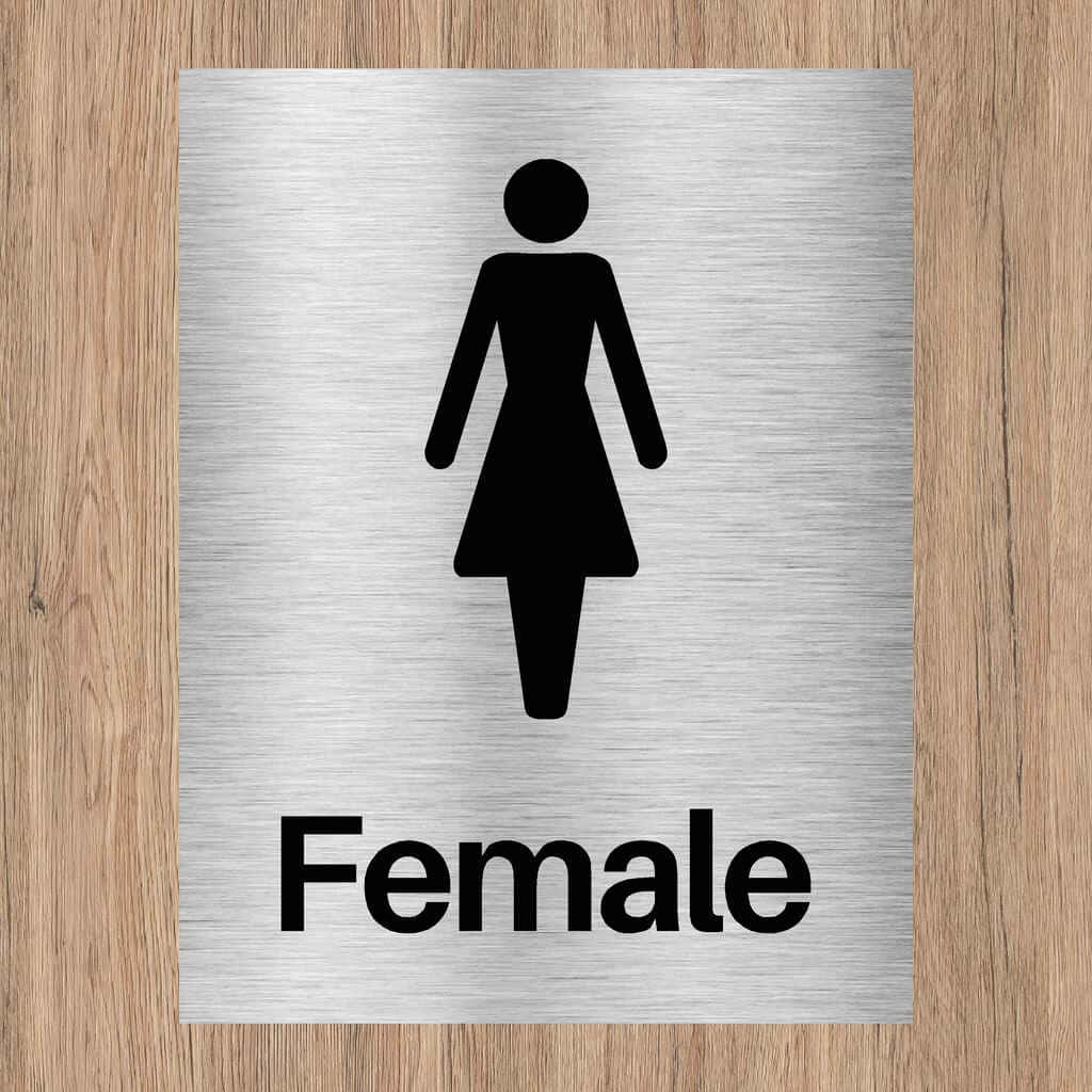 Female Toilet Sign in Brushed Silver - The Sign Shed